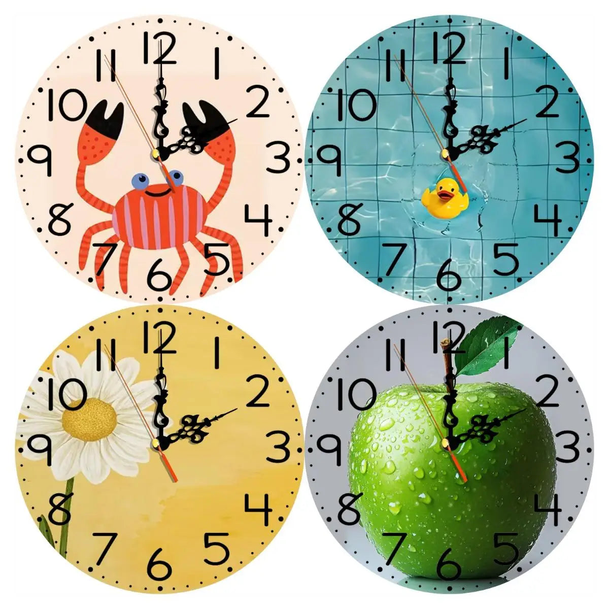 Silent Wooden Round Wall Clock, Non-Ticking Decor Wall Watch for Home Bedroom Living Room, AA Battery Not Included