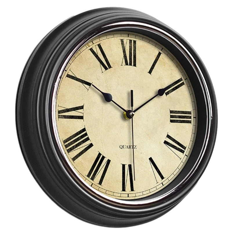 Wall Clock 12-inch Large Retro Wall Clocks Non Ticking Classical Quiet Clocks Living Room Kitchen Bedroom Office Decor A0KF