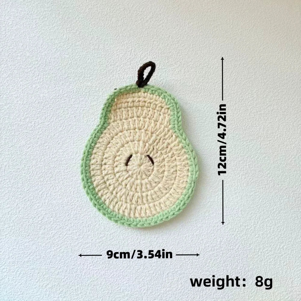 Yarn Crochet Fruit Coasters Fruit Shaped Heat Insulating Fruit Cup Coasters Soft Lightweight Handmade Crochet