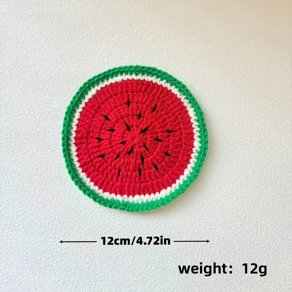 Yarn Crochet Fruit Coasters Fruit Shaped Heat Insulating Fruit Cup Coasters Soft Lightweight Handmade Crochet