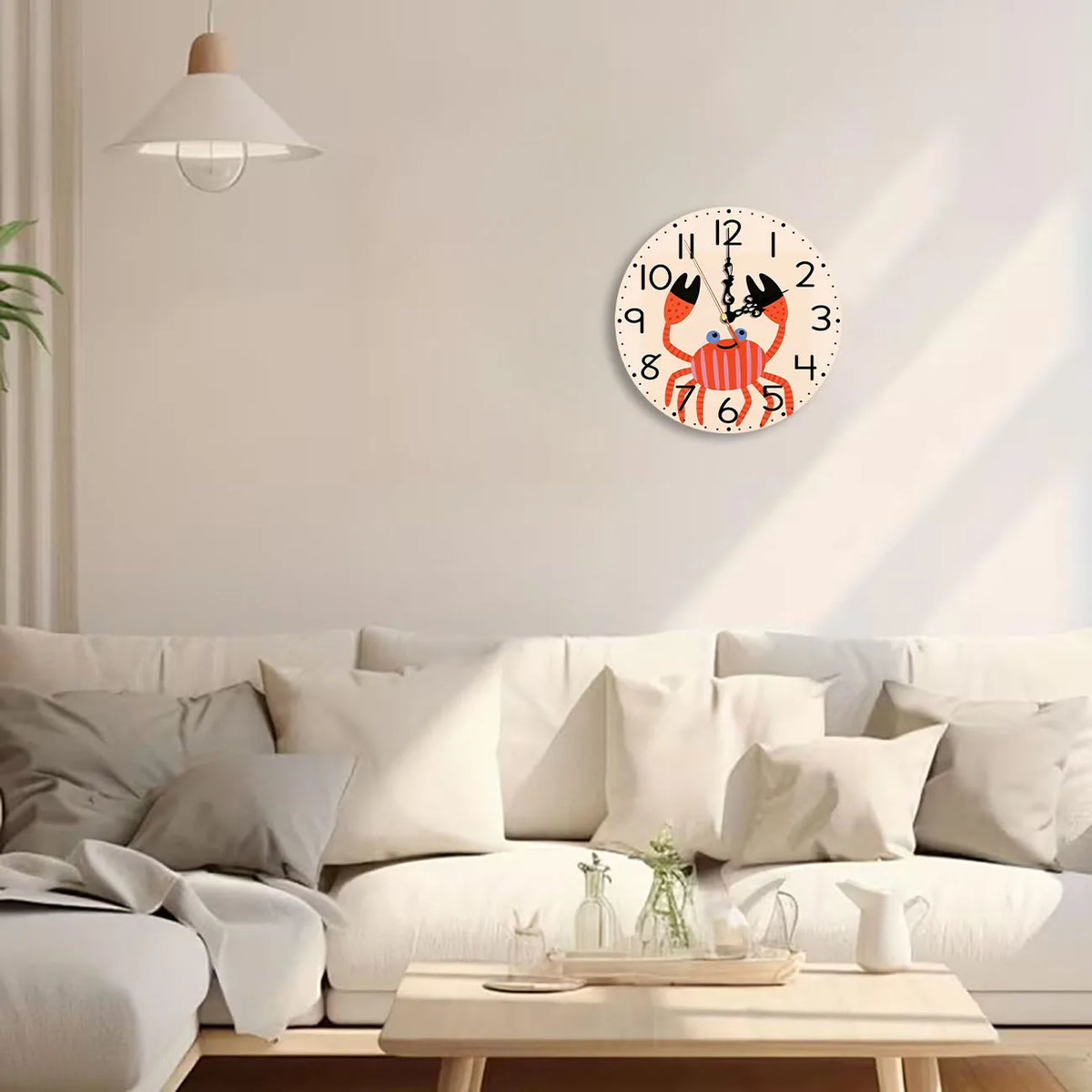 Silent Wooden Round Wall Clock, Non-Ticking Decor Wall Watch for Home Bedroom Living Room, AA Battery Not Included