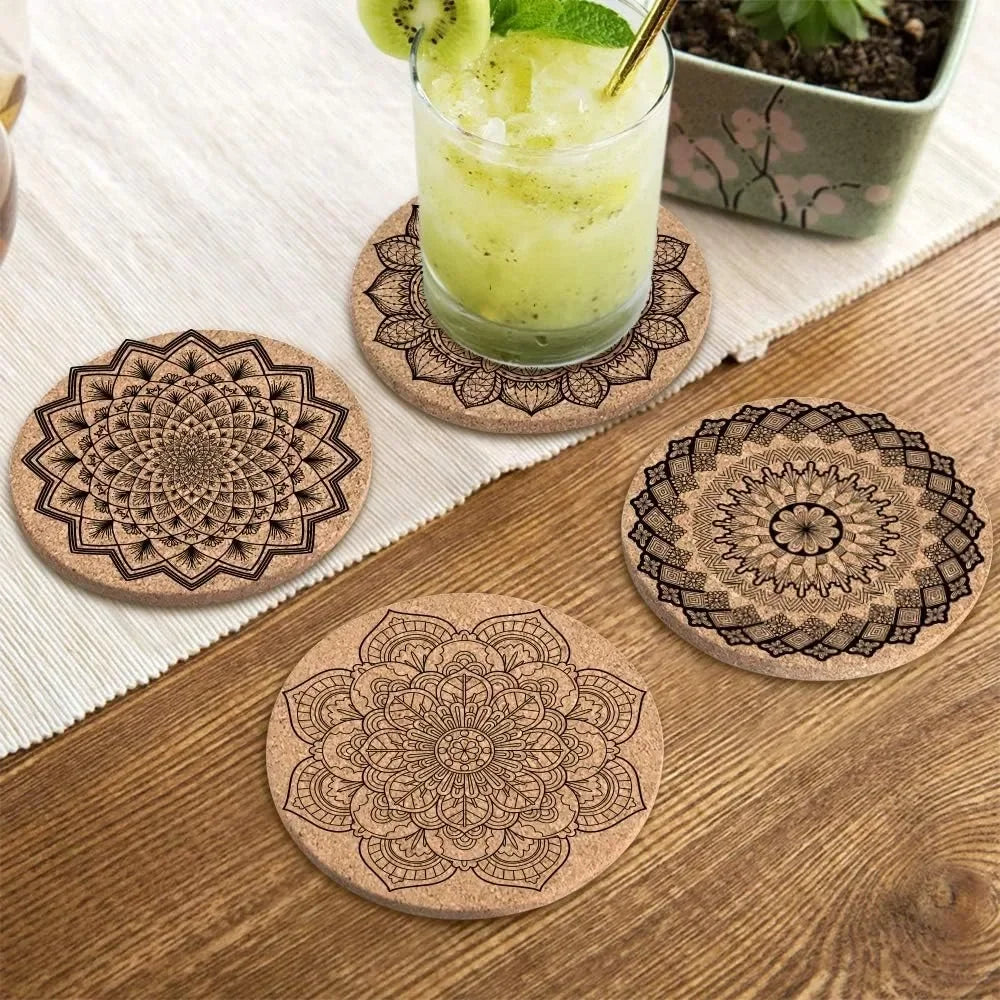 Absorbent Cork Coasters Set with Holder for Drinks Housewarming Gift New Home Present Living Room Decor