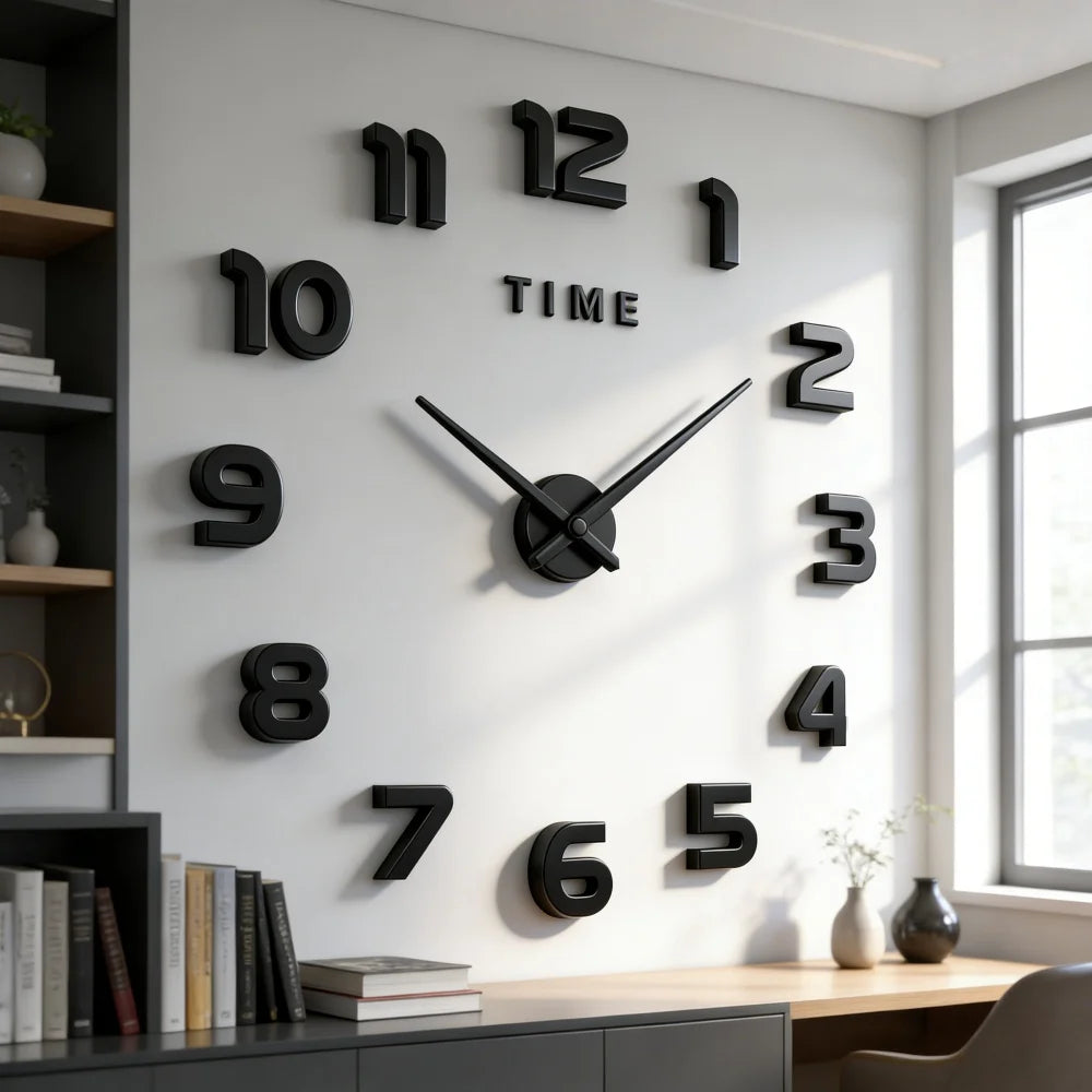2026 Modern Design Large Wall Clock 3D DIY Quartz Clocks Fashion Watches Acrylic Mirror Stickers Living Room Home Decor Horloge