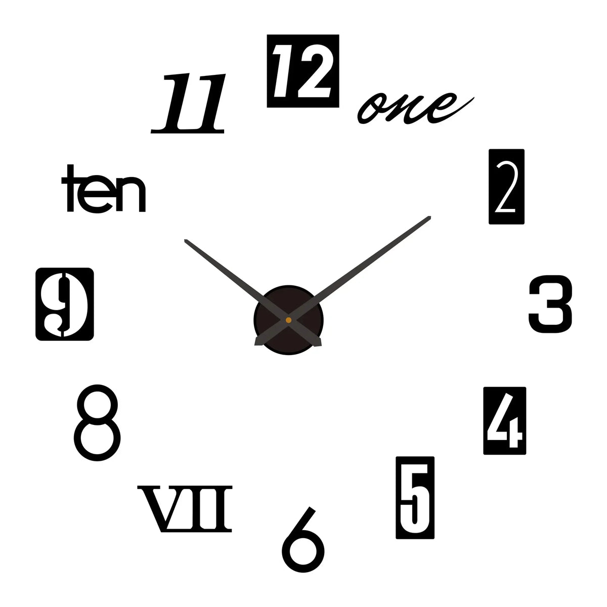 Large 3D Wall Clock Luminous Classic Wall Clocks DIY Digital Clock Wall Watches Stickers Silent Clock for Home Living Room Table