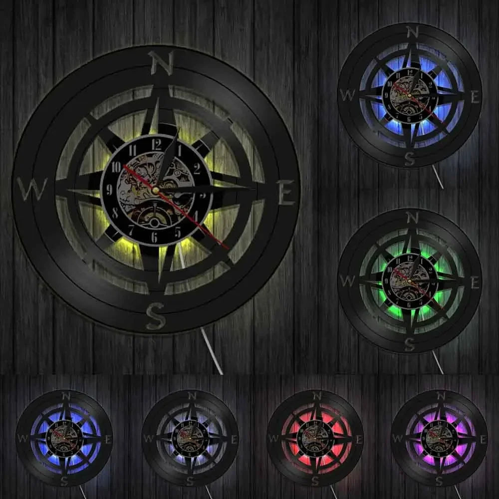 Boat Yacht Wheel Vintage Wall Clock Ship Steering Wheel Sea Conqueror Sailing Lase Cut Longplay Wall Watch Captain Voyager Gift