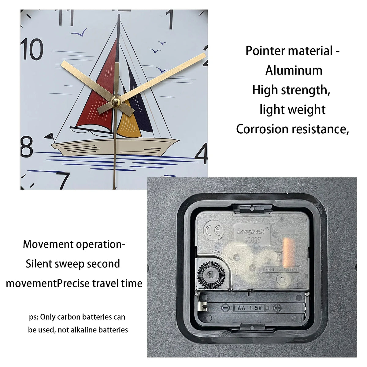 Freedom of the Sea Sailboat Design Wall Clock, 8-Inch Home Silent Clock, Decorated Living Room, Bedroom, Den, Bathroom