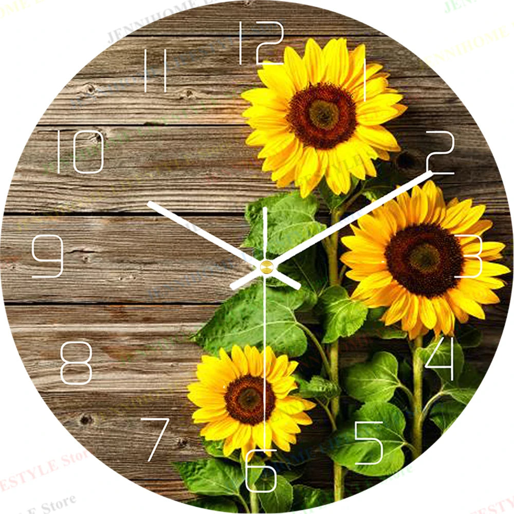 Beach Wall Clock Wall Art Clock Luxury Marble Watch Wall Mount Mechanic Clock Frameless Clock Wall Decor for Living Room Kitchen