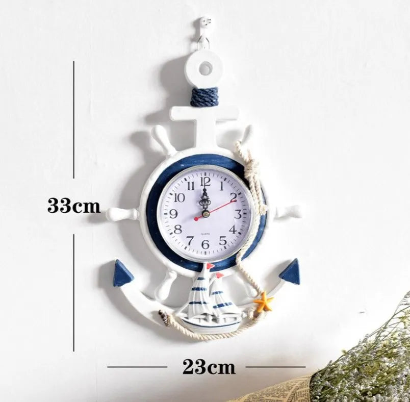 Life ring clock beach sea nautical theme boat decoration wall hanging decoration factory mediterranean ocean handmade  WJ721
