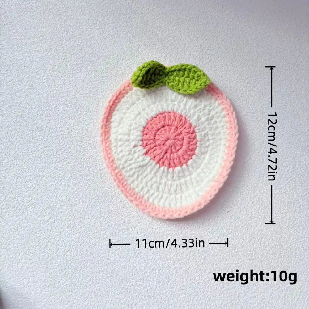 Yarn Crochet Fruit Coasters Fruit Shaped Heat Insulating Fruit Cup Coasters Soft Lightweight Handmade Crochet