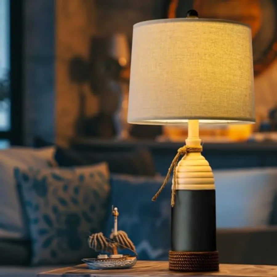 23.75" Table Lamp for Bedroom Bedside Table Lamp for Living Room Farmhouse Lamp for Nightstand Modern Coastal Nautical Lamp Dec