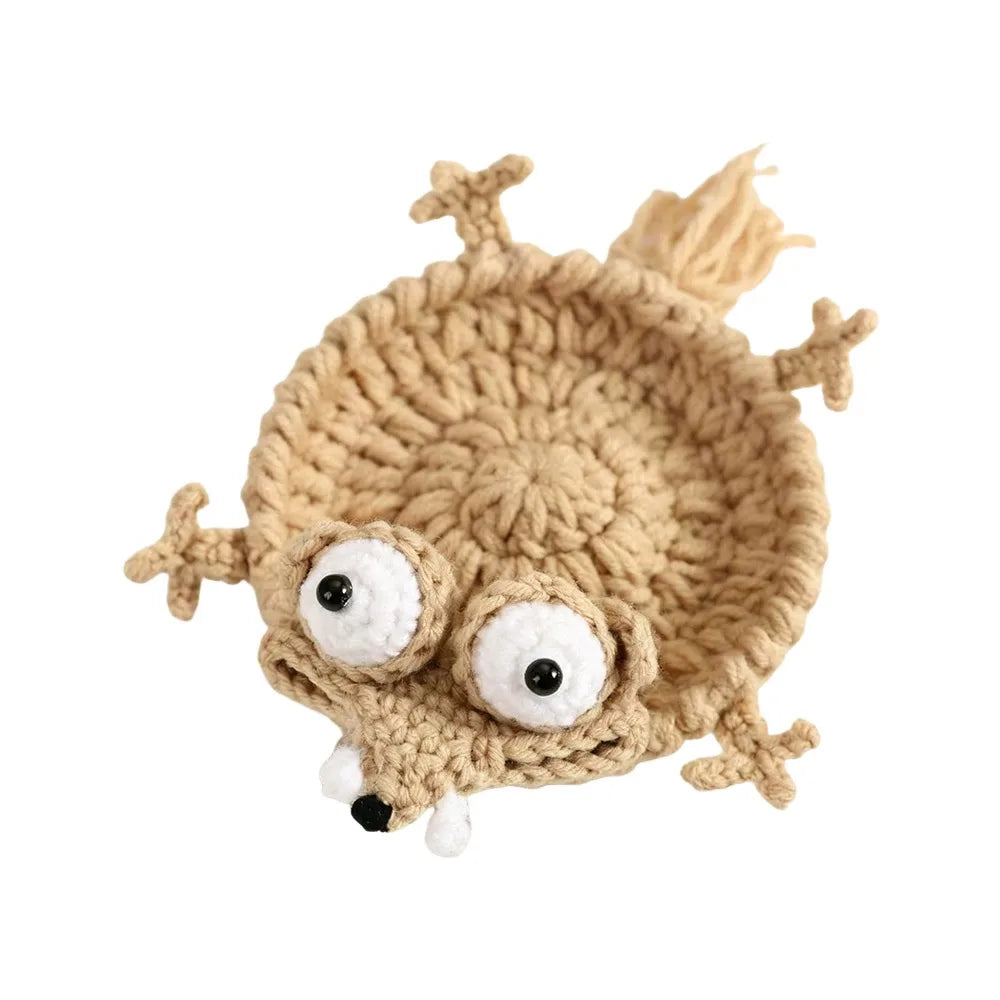 Handmade Crochet Craft Crochet Animal Coaster Soft Knitted Animal Shape Design Knitted Drink Coaster Creative Cartoon Style