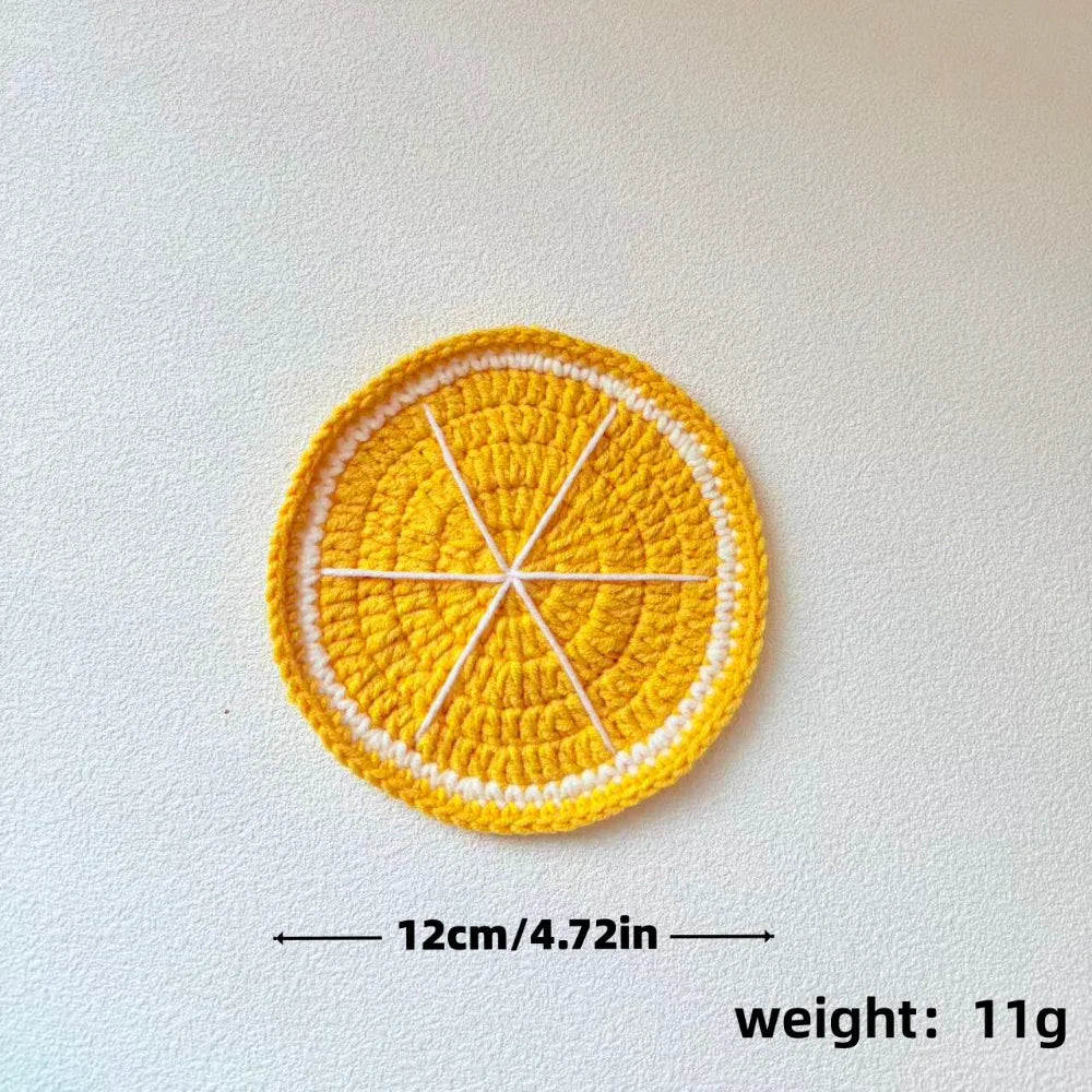 Yarn Crochet Fruit Coasters Fruit Shaped Heat Insulating Fruit Cup Coasters Soft Lightweight Handmade Crochet