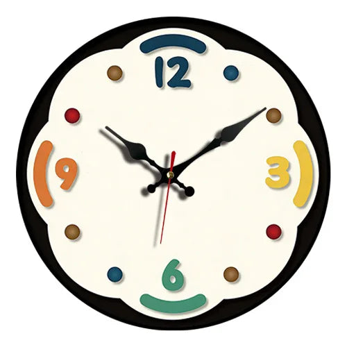 1Pc 20/30/40cm Wooden Silent Hanging Wall Clock for Living Room Office Study Room Bedroom Home Decor Creative Hand Drawing Clock