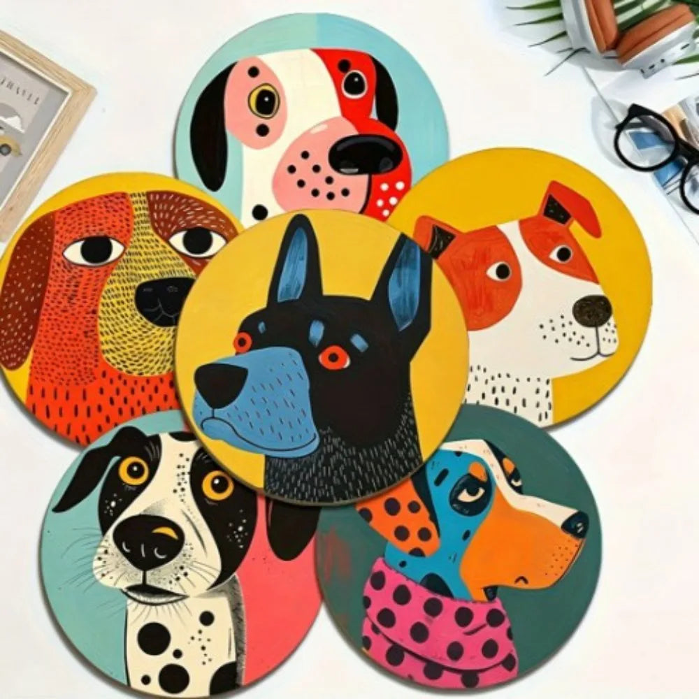 6/8Pcs/set Wooden Placemat Set Design Circular Gathering Family Party Desktop Decoration Wooden Crafts Home Table Linen Coaster
