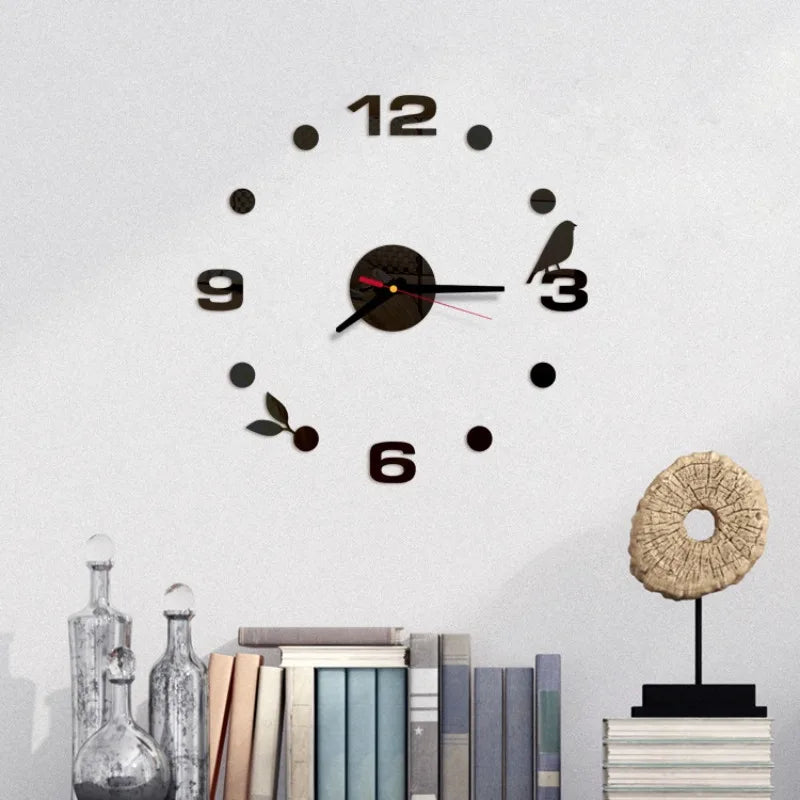 New Luminous Wall Clock Large Watch Horloge 3D DIY Acrylic Mirror Stickers Quartz Duvar Saat Clocks Modern Mute Alarm Clock