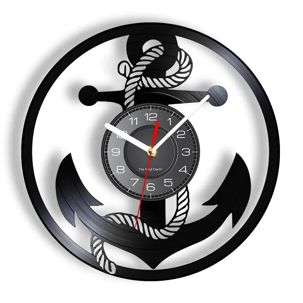 Boat Yacht Wheel Vintage Wall Clock Ship Steering Wheel Sea Conqueror Sailing Lase Cut Longplay Wall Watch Captain Voyager Gift