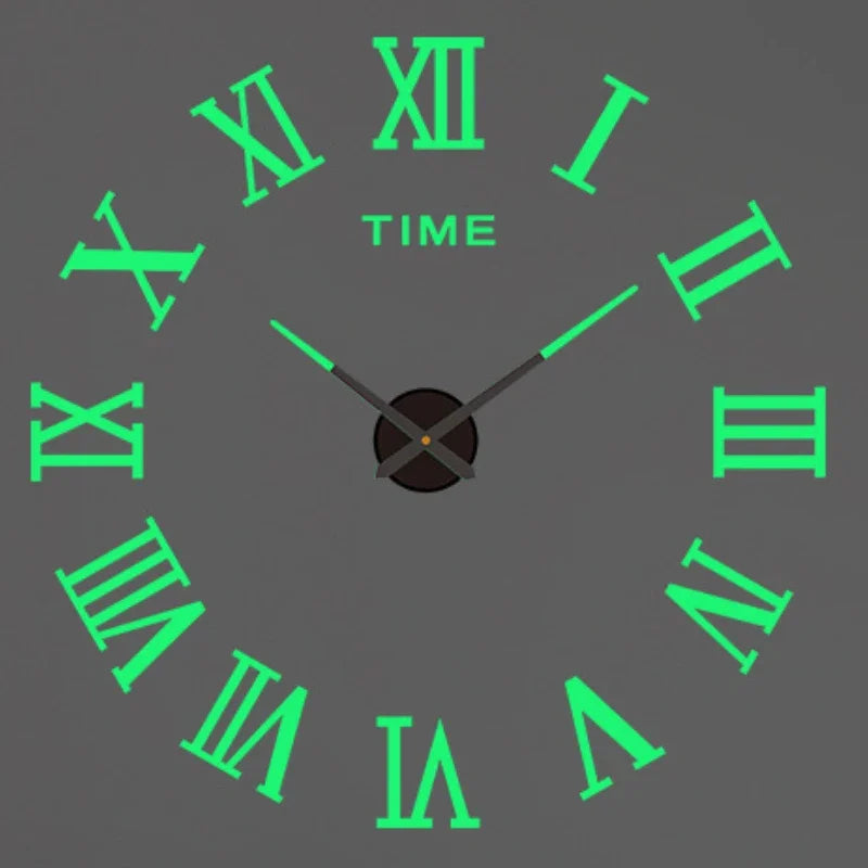 2D/3D Large Roman Numeral Acrylic Mirror Wall Clock Sticker Fashion DIY Quartz Clocks Watch Home Decoration Living Room Stickers