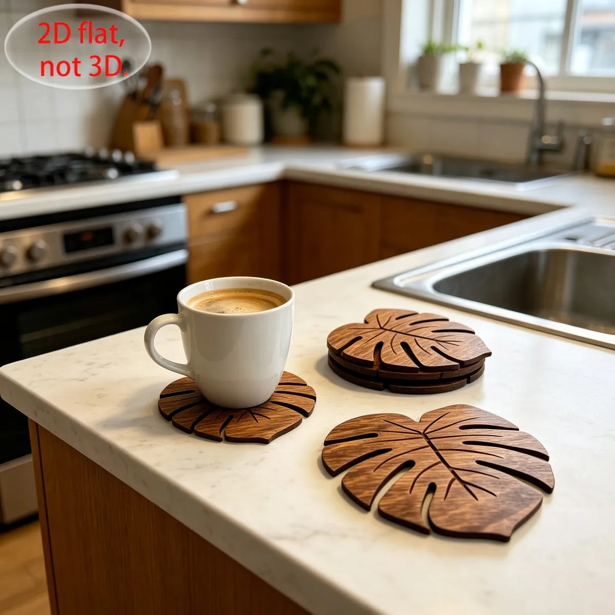 6pcs turtle backed bamboo natural wooden coaster set, insulated coaster, heat-resistant table mat, plate coaster