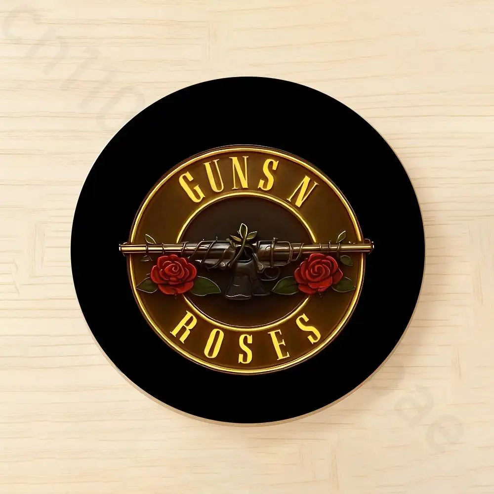 Band G-Guns N Roses Wooden Cup Coaster Tea Coffee Beverage Colour Printing Cup Mat Home Restaurant Decorations