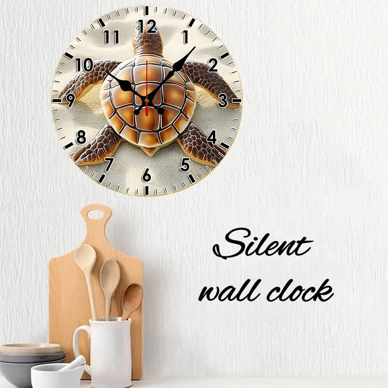 Multi Style Beach Wooden Round Silent Hanging Wall Clock,Suitable For Living Room,Office,Study Room,Bedroom,Home Decoration