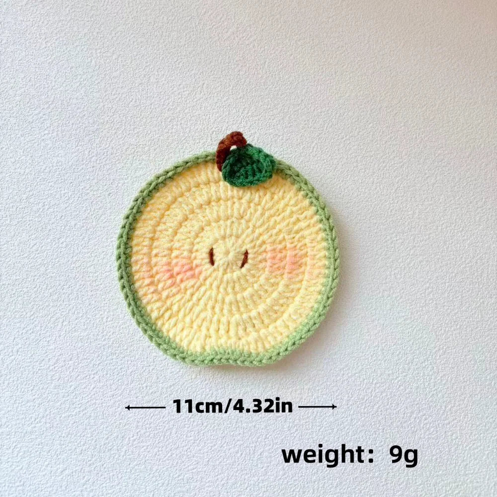 Yarn Crochet Fruit Coasters Fruit Shaped Heat Insulating Fruit Cup Coasters Soft Lightweight Handmade Crochet