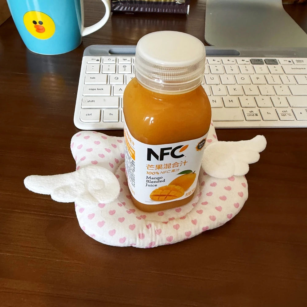 Retro Polka Dot Series Cute Cartoon Cat Coaster Angel Wing Korean Cotton Coaster Jewelry Storage Pad Coffee Cup Placemat
