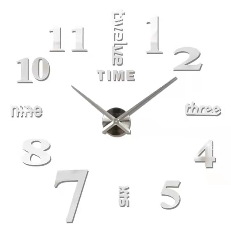 2D/3D Large Roman Numeral Acrylic Mirror Wall Clock Sticker Fashion DIY Quartz Clocks Watch Home Decoration Living Room Stickers