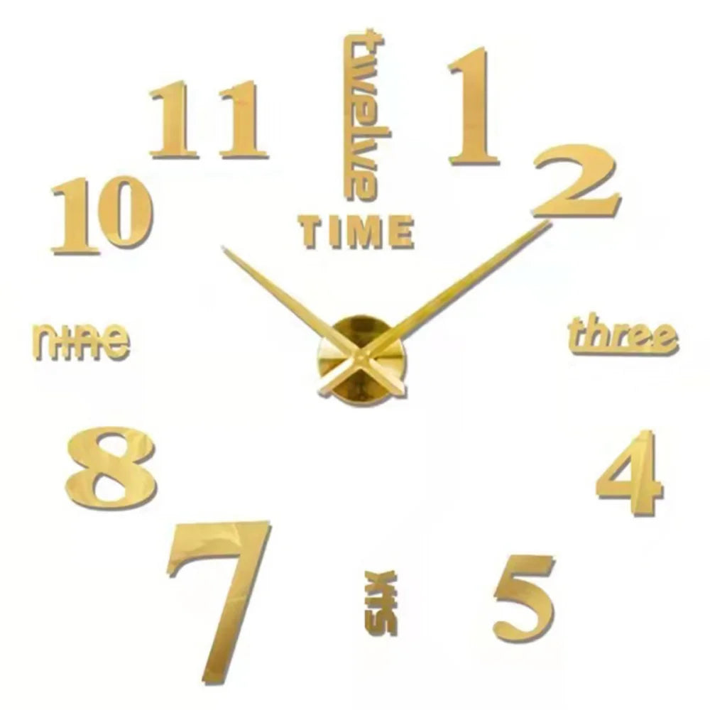 2026 Modern Design Large Wall Clock 3D DIY Quartz Clocks Fashion Watches Acrylic Mirror Stickers Living Room Home Decor Horloge