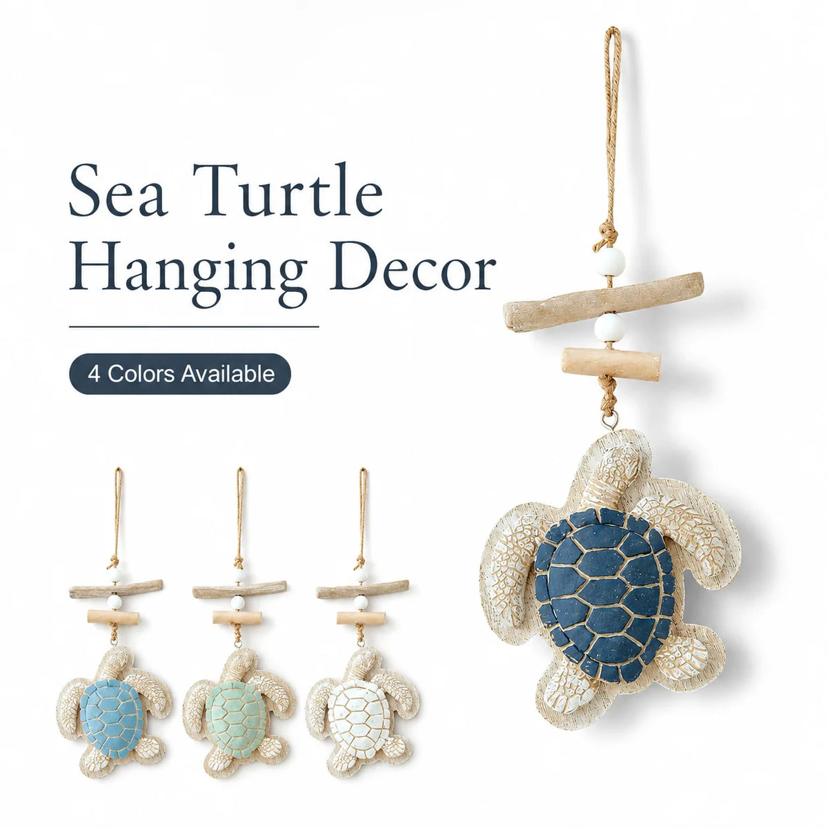 Sea Turtle Hanging Decor Coastal Wall Ornament Wooden Resin Turtle Pendant Beach Theme Home Decoration