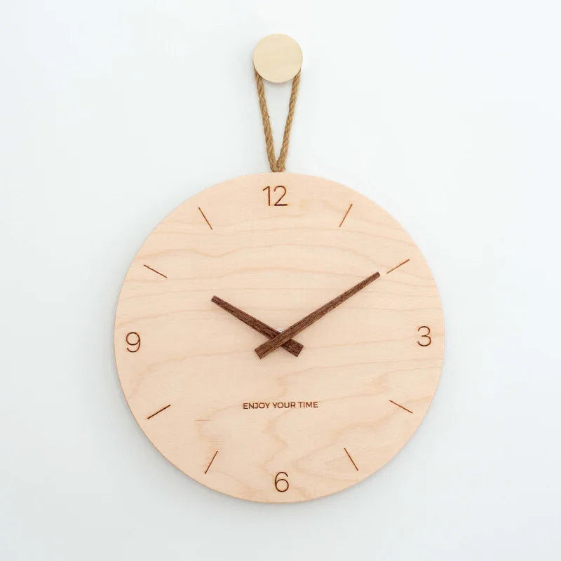 1Pc 25/30cm Round Solid Wood Hanging Clock Nordic Style Creative Home DIY Decoration Wall Clocks for Living Room Bedroom Kitchen
