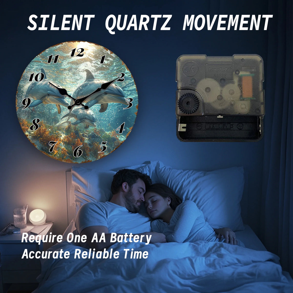 Underwater Dolphins Wall Clock Ocean Life Theme