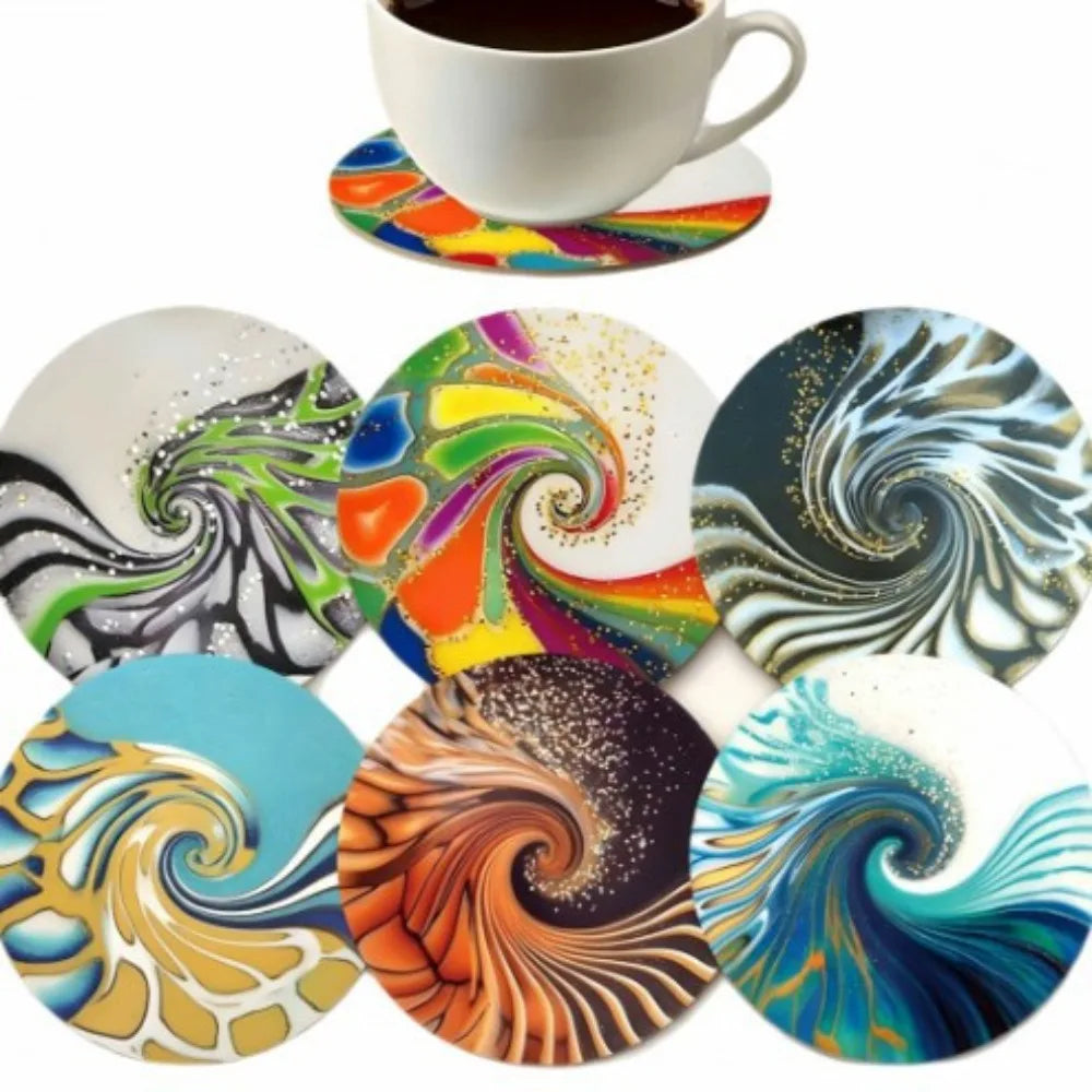6/8Pcs/set Wooden Placemat Set Design Circular Gathering Family Party Desktop Decoration Wooden Crafts Home Table Linen Coaster