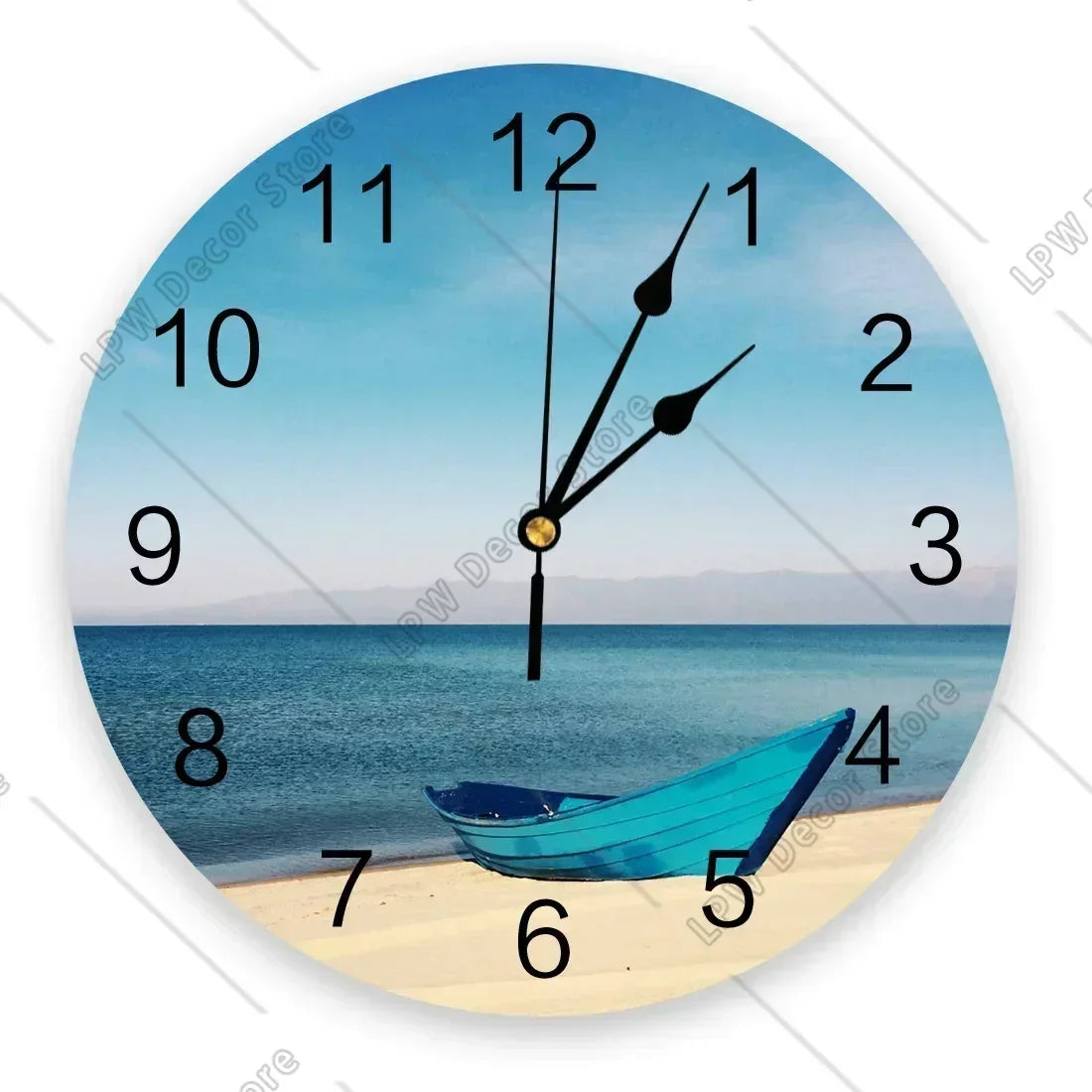 Sea Beach Sailing CloudsWall Clock Home Decor Bedroom Silent Wall Digital Clock Wall Clock Modern Design