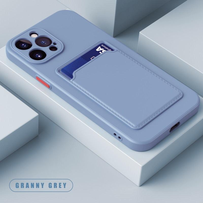 White Soft Wallet Card Holder Phone Case For iPhone 11 12 13 Pro Max Camera Protective Case Wallet Holder Cover Soft Portable Silicone Back Cover Durable Phone Case