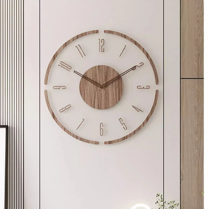 Fashion Clock Wall Clock living room decoration Solid Wood Creative Silent Nordic Simple Quartz Clock Luxury Wall Watch decor