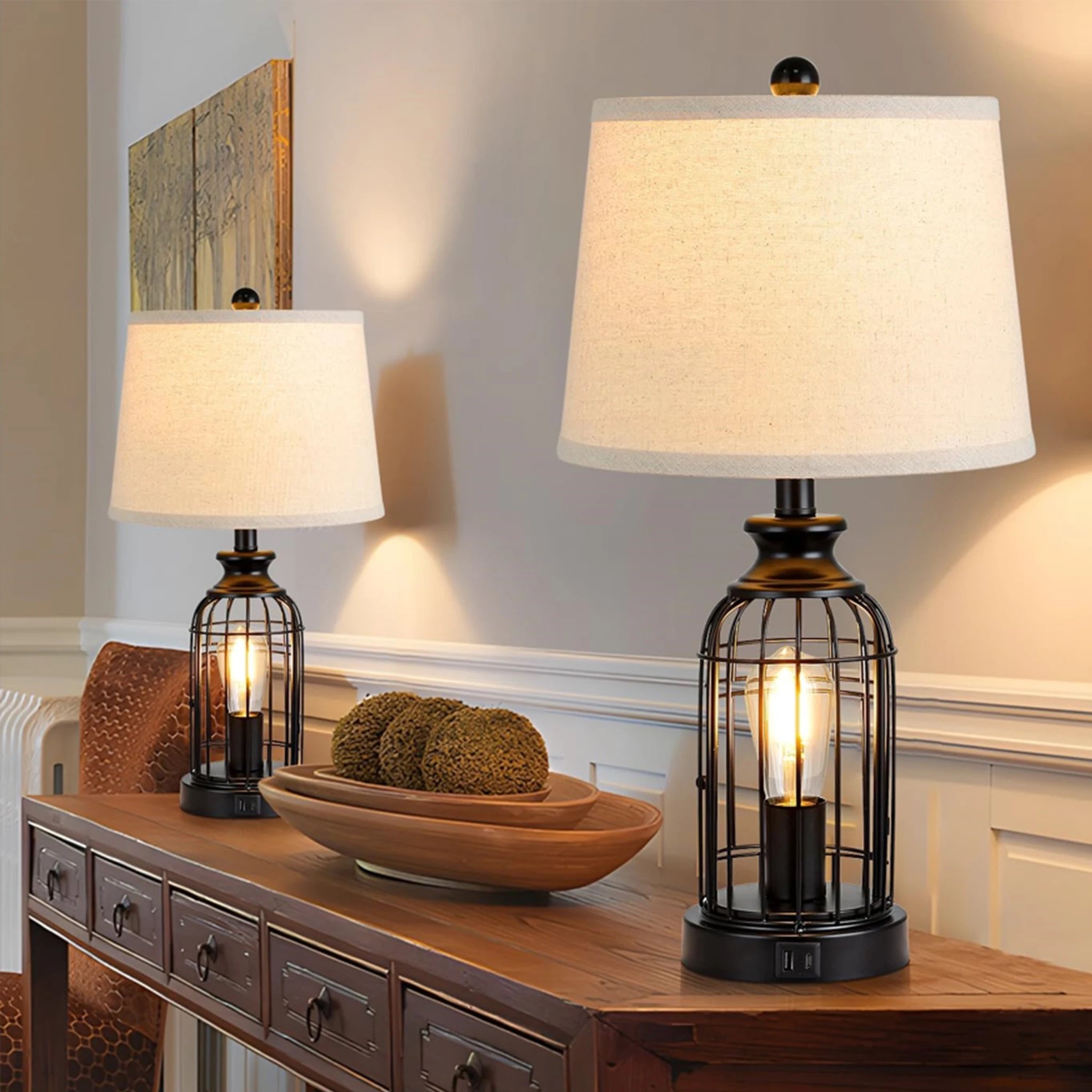 Table lamp Modern Minimalist European Hardware double layer cloth cover Table Lamp Hotel Guest Room Living Room Study Bedroom Bedside Decorative Lighting Lamps Indoor Lighting Shiping from USA
