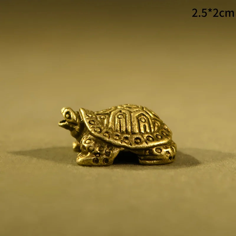 Pure Copper Turtle Statue Vintage Brass Tortoise Figurines Desktop Feng Shui Ornament Miniatures Antique Tea Pet Crafts Gifts