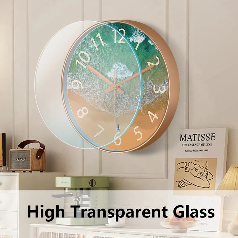 Coastal Themed Wall Clock Vacation Style For Seaside Villas Coastal Living Rooms Bedrooms Wall Clock Noiseless