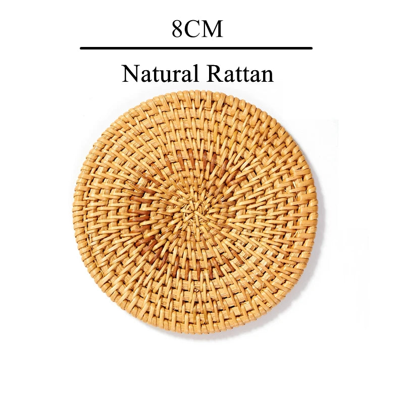 Zerolife-Natural Woven Rattan Cup Coaster, Drink Mug, Pot, Tea, Coffee Placemat, Handmade, Kitchen Accessories