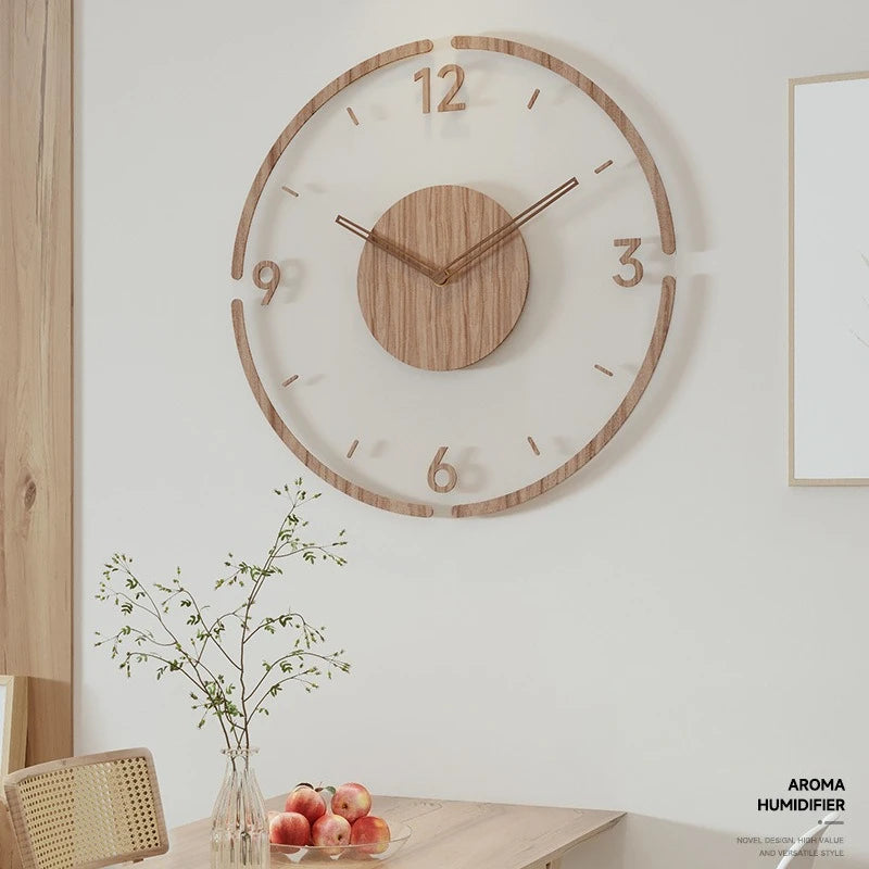 Fashion Clock Wall Clock living room decoration Solid Wood Creative Silent Nordic Simple Quartz Clock Luxury Wall Watch decor