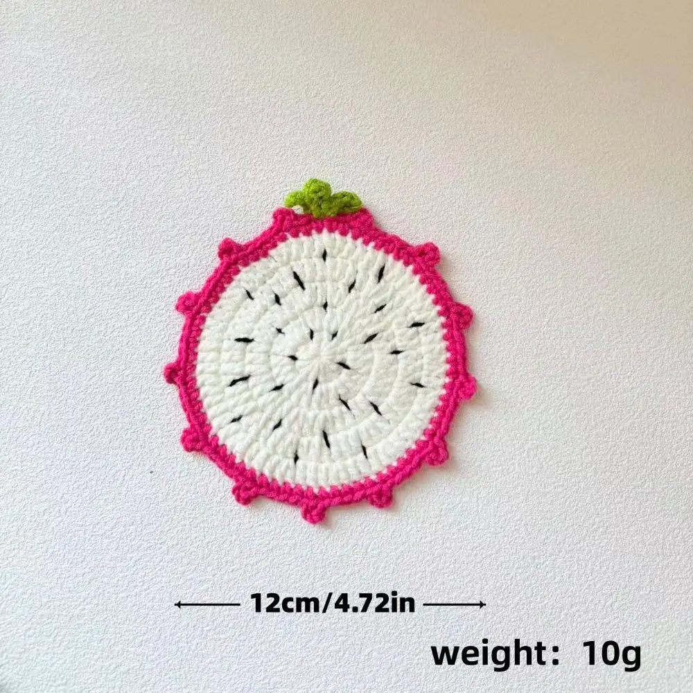 Yarn Crochet Fruit Coasters Fruit Shaped Heat Insulating Fruit Cup Coasters Soft Lightweight Handmade Crochet