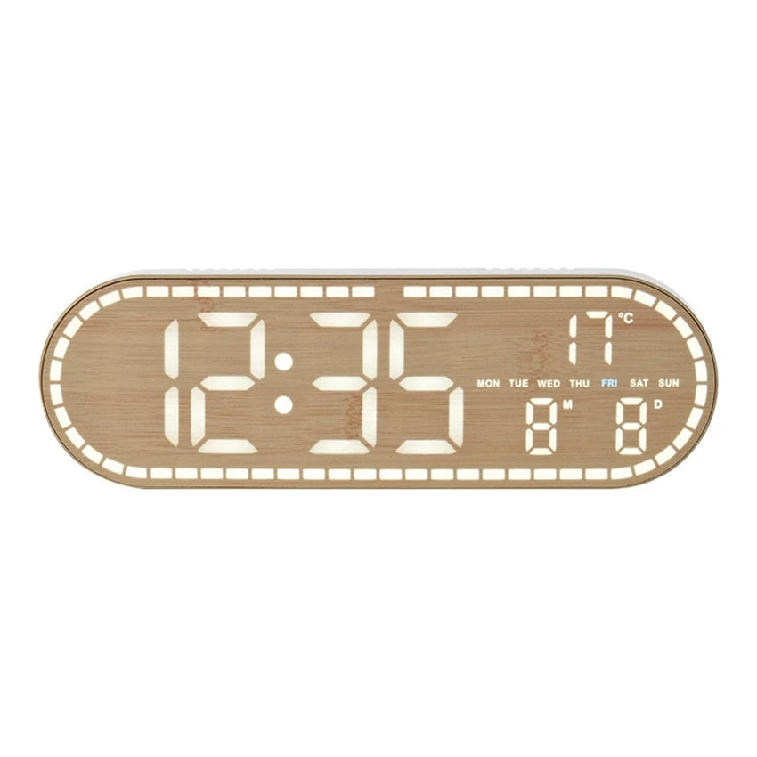 Large Digital Wall Clock Temperature and Date Week Display Electronic LED Table Alarm Clocks Brightness Adjustable 12/24H Format
