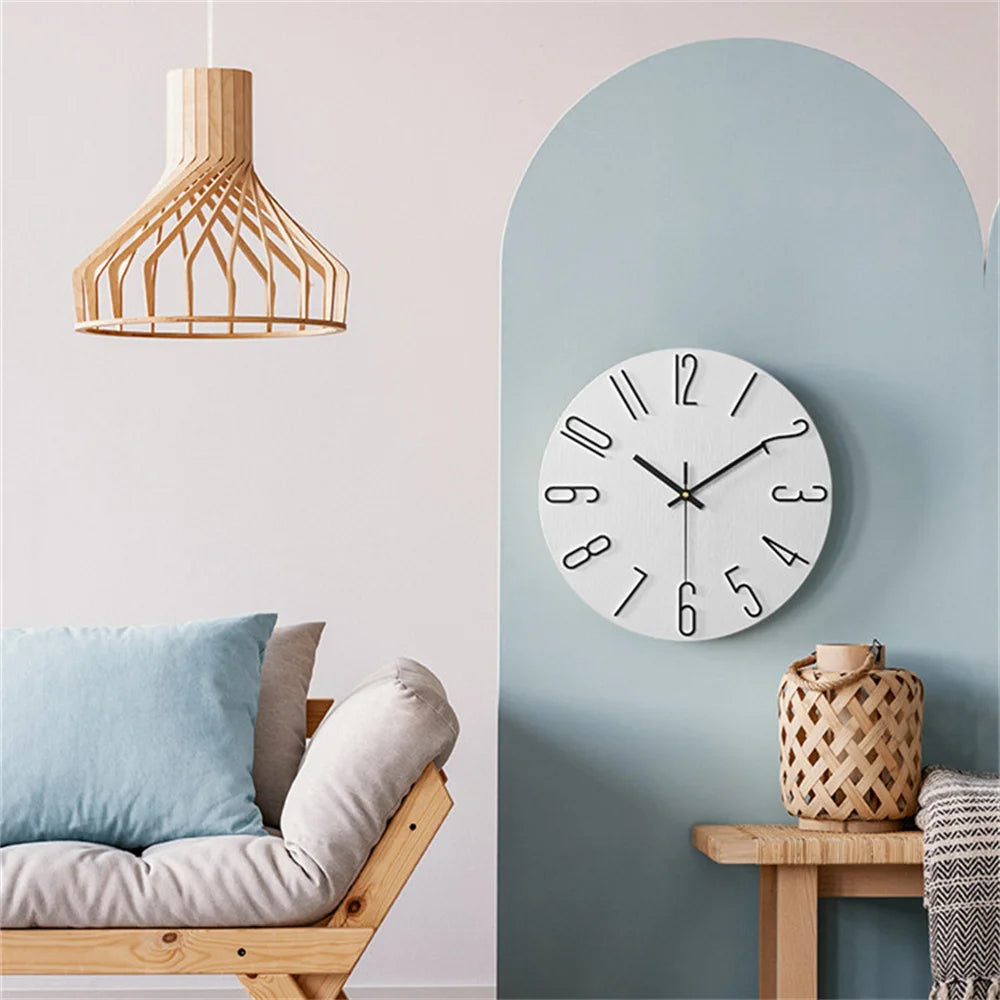 Decorative Plastic Gold Large Number Wall Clock 30cm Blue Coffee White Black Green Decoration Kitchen Modern Design Wall Hanging