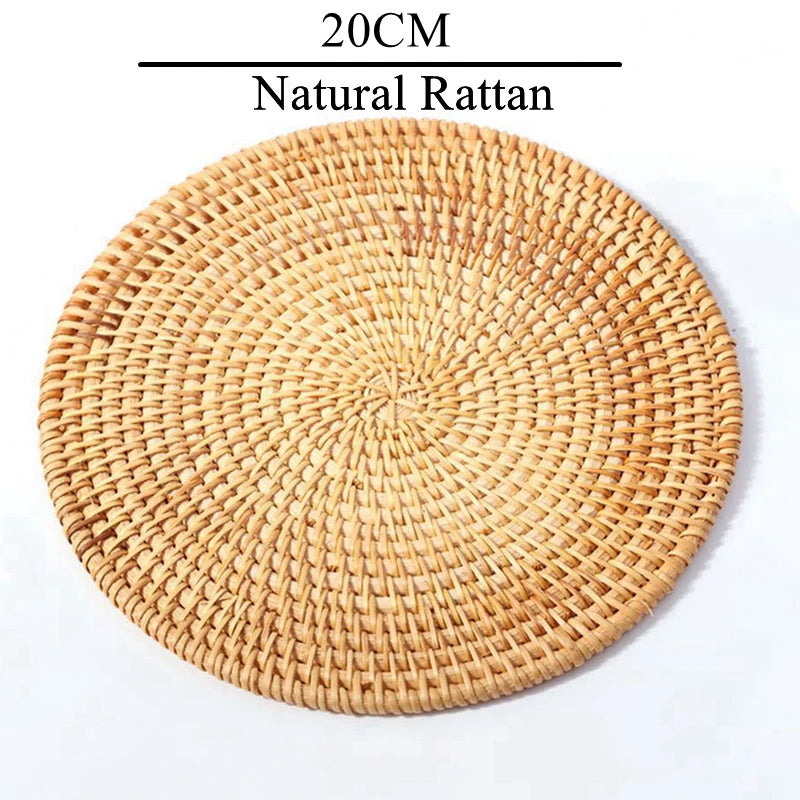 Zerolife-Natural Woven Rattan Cup Coaster, Drink Mug, Pot, Tea, Coffee Placemat, Handmade, Kitchen Accessories