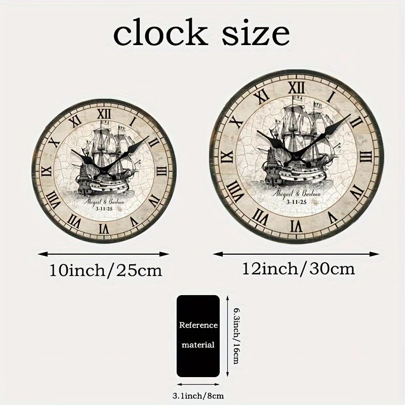 A Retro-Style Sailing Ship Decorative Silent Wall Clock, AA Battery (Battery Not Included)
