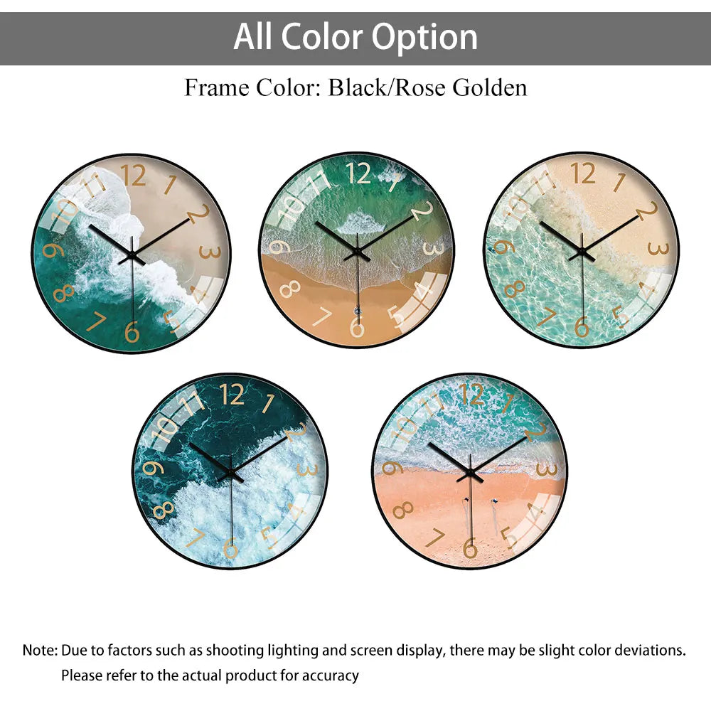 Coastal Themed Wall Clock Vacation Style For Seaside Villas Coastal Living Rooms Bedrooms Wall Clock Noiseless