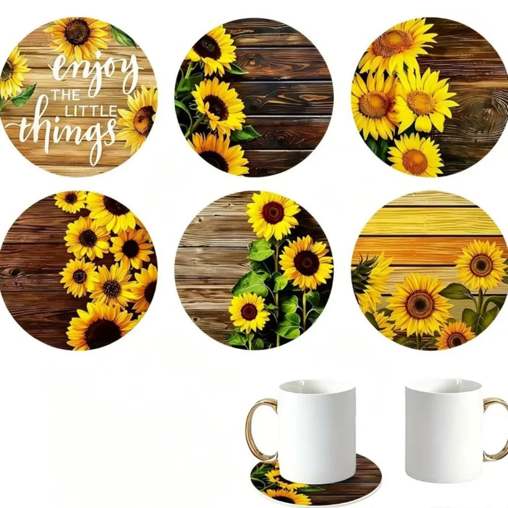 6/8Pcs/set Wooden Placemat Set Design Circular Gathering Family Party Desktop Decoration Wooden Crafts Home Table Linen Coaster