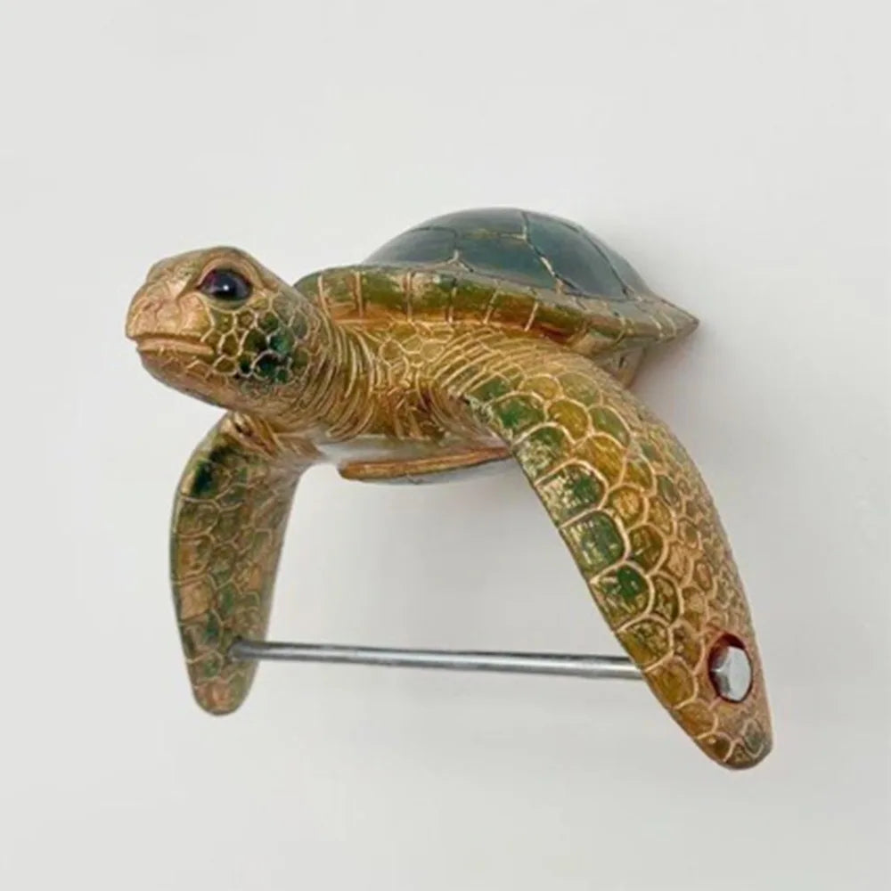 Resin Sea Turtle Toilet Paper Holder Coastal Style Cute Bathroom Tissue Holder Marine Animal Beach Themed