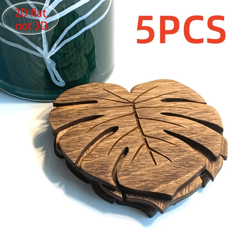 2/5 Pack Wooden Turtle Shell-Shaped Coasters, Round, Fresh and Creative Design, Suitable for Office and Home Use, Heat-Resistant Pads