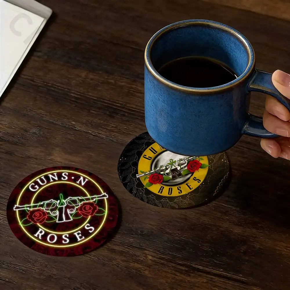 Band G-Guns N Roses Wooden Cup Coaster Tea Coffee Beverage Colour Printing Cup Mat Home Restaurant Decorations